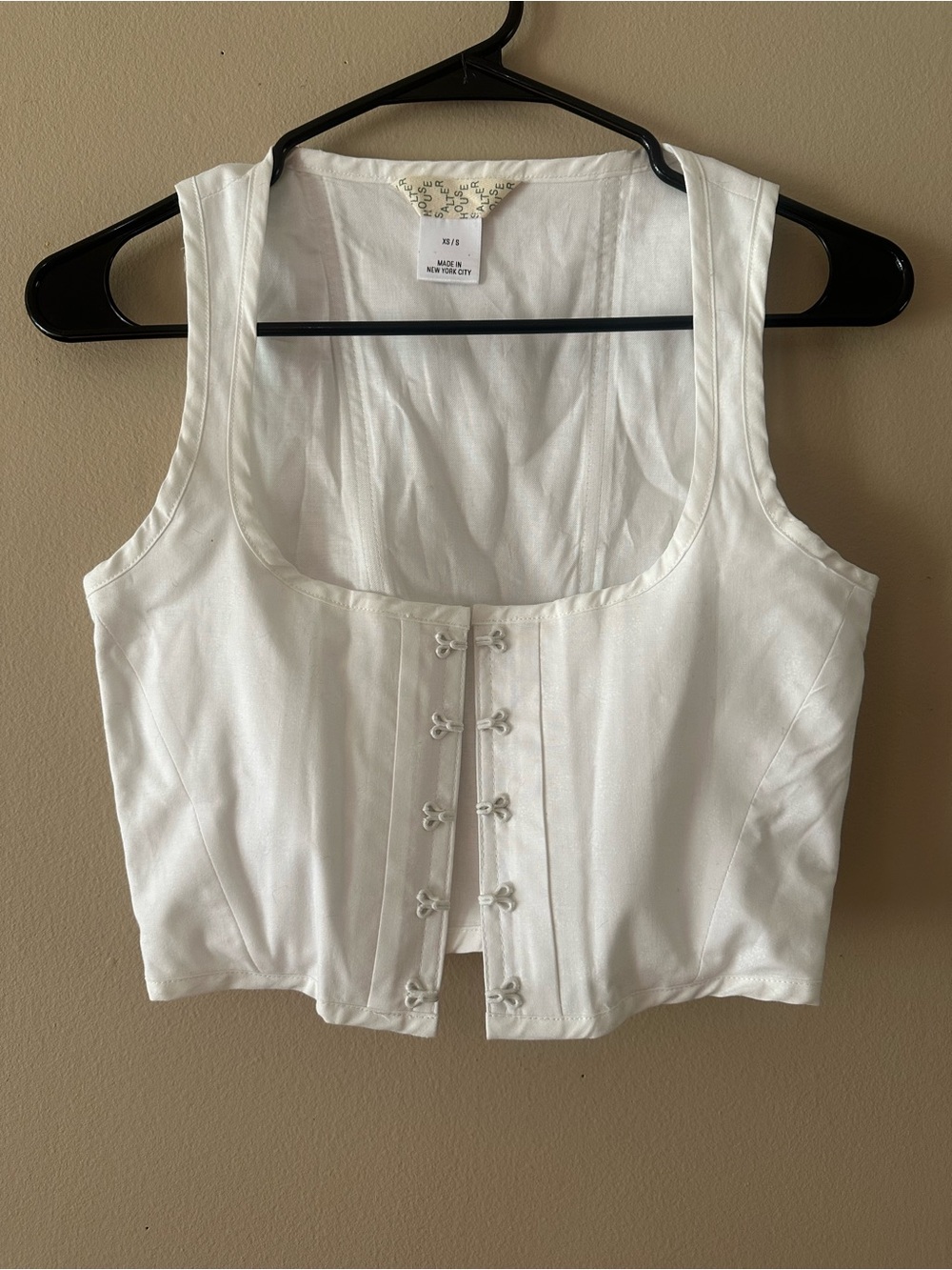 NWOT Salter House White 100% Cotton Boned Corset Lace Up Bustier Top, Sz XS